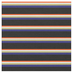 Red, Mint Cream, Dark Khaki, Midnight Blue & Black Fabric