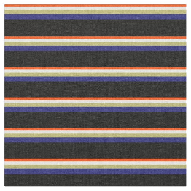 Red, Mint Cream, Dark Khaki, Midnight Blue & Black Fabric (Close Up)