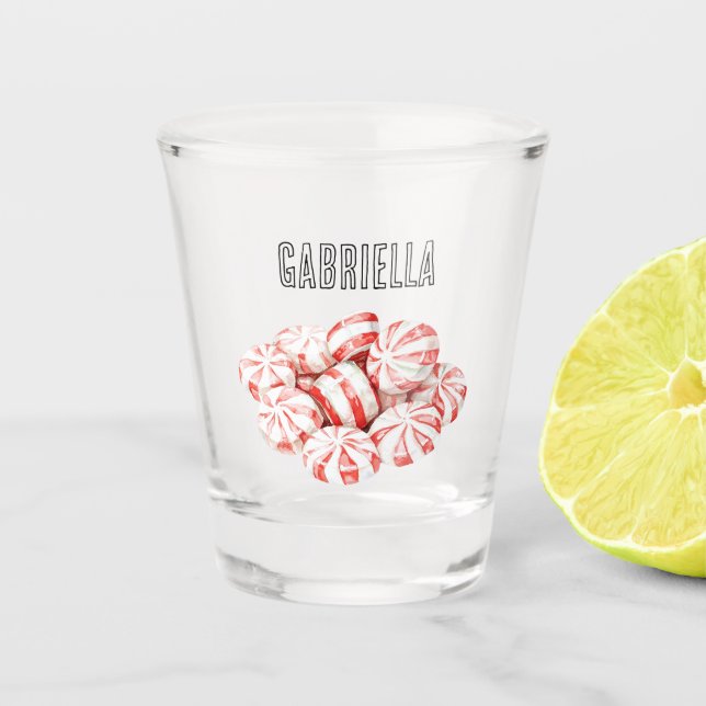 Red Mint Peppermint   Shot Glass (Front)