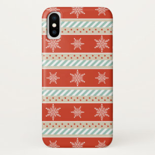 Red Mint Stripes Snowflakes Pattern Case-Mate iPhone Case