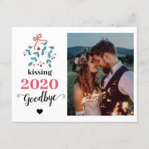 Red Mistletoe Kiss Goodbye to 2020 Do-over Funny Holiday Postcard