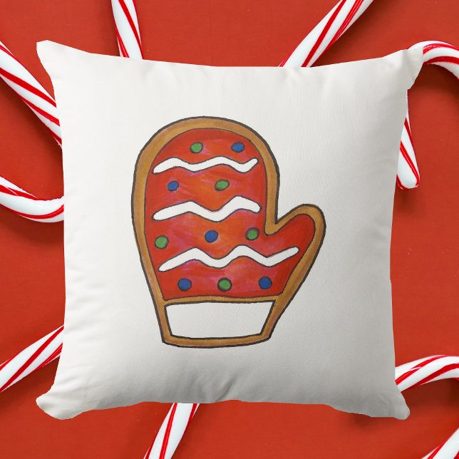 Red Mitten Christmas Sugar Cookie Holiday Baking Cushion (Mitten pillow)