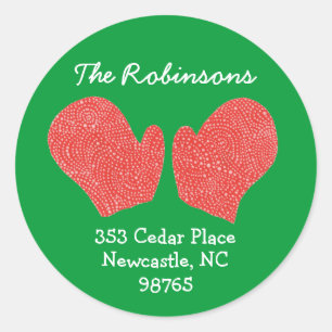 Red-Mittens Holiday Return Address Label