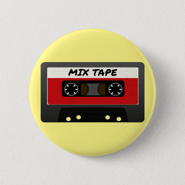 Red Mix Tape - 80s And 90s Retro Inspired Gift 6 Cm Round Badge (Front)