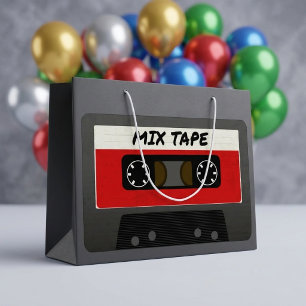 Red Mix Tape - 80s And 90s Retro Inspired Gift Large Gift Bag