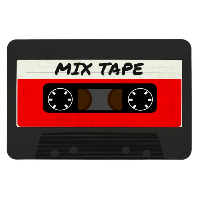 Red Mix Tape - 80s And 90s Retro Inspired Gift Magnet (Horizontal)