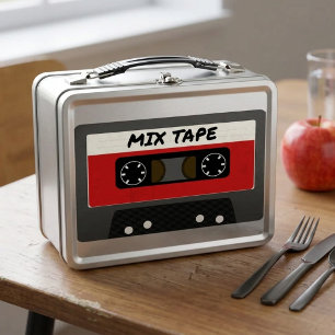 Red Mix Tape - 80s And 90s Retro Inspired Gift Metal Lunch Box