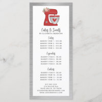 Red Mixer Bakery Pastry Chef Dessert Menu