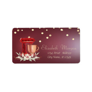 Red Mixer Flowers Foil Confetti Label