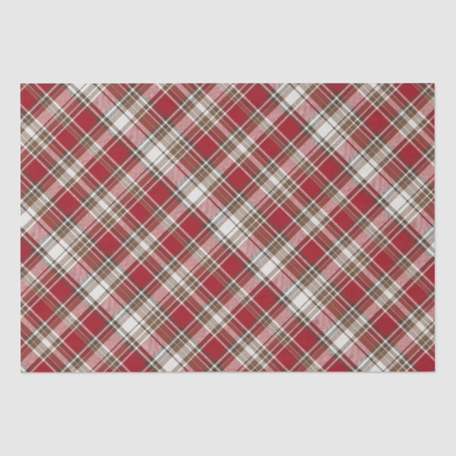 Red, Mocha & Cream Plaid #2 Tissue Paper (Front)