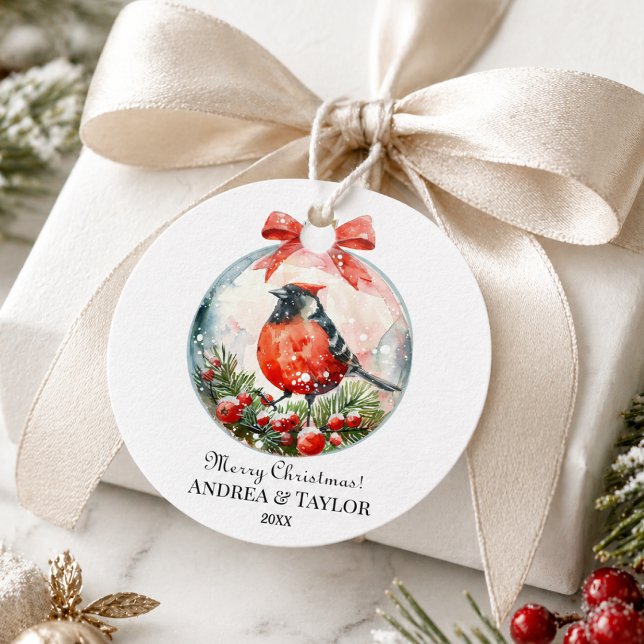 Red Mockingbird Winter Landscape Favour Tags (Creator Uploaded)