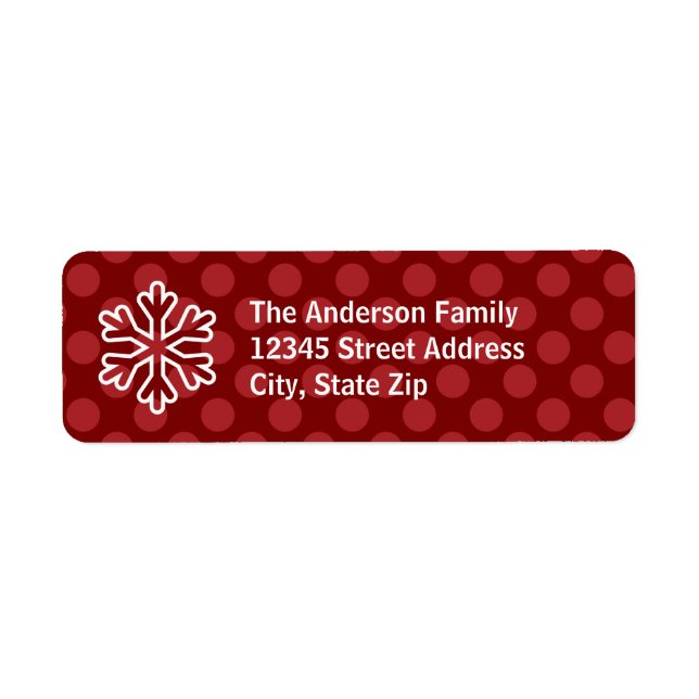 Red Mod Dots Snowflake - Return Address Label (Front)