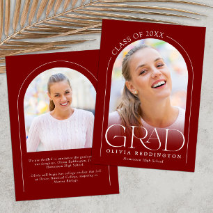 Red Modern 2 Photo Arch Graduation Announcement