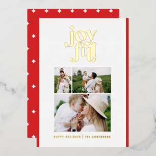 Red  modern abstract joyful 3 photo  foil holiday 