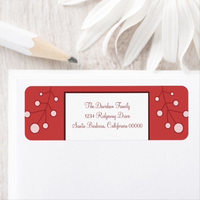 Red Modern Berry Holiday Address Labels (Insitu)