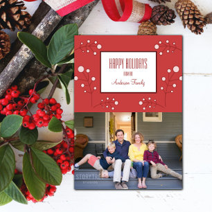 Red Modern Berry Holiday Photo Card