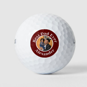 Red Modern Best Dad Ever add Photo   name Golf Balls