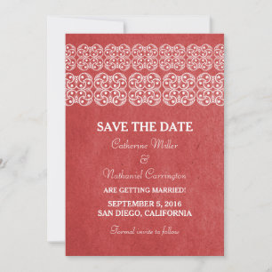 Red Modern Bohemian Save the Date Invite