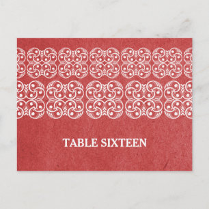 Red Modern Bohemian Table Number Postcard