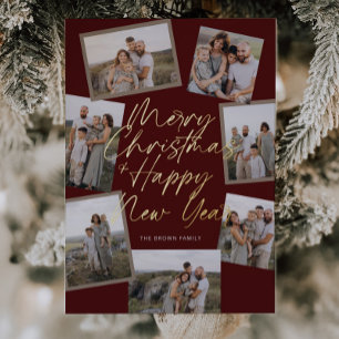 Red Modern Boho 8 Photo Collage Christmas