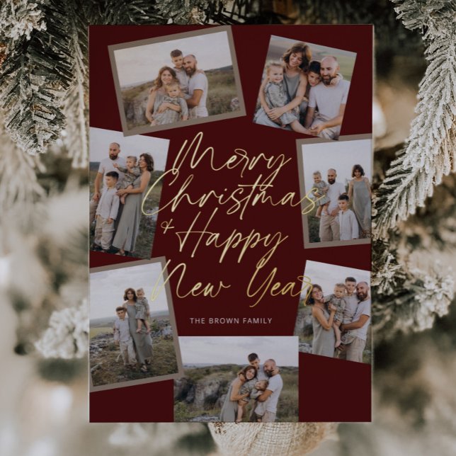 Red Modern Boho 8 Photo Collage Christmas  (Creator Uploaded)