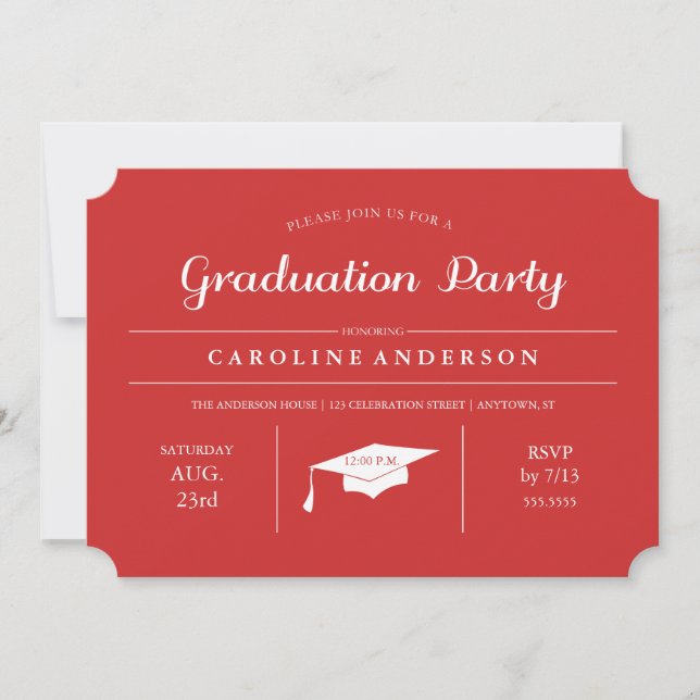 Red Modern Chic Graduation Invitation (Front)
