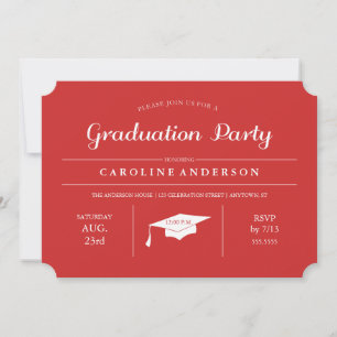 Red Modern Chic Graduation Invitation