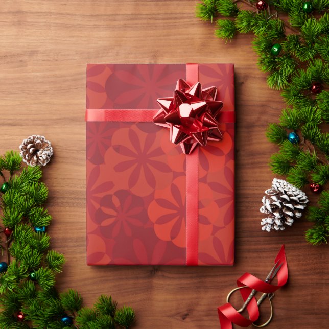 Red Modern Chinese New Year Flower Wrapping Paper (Holiday Gift)