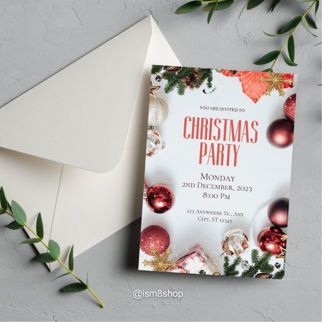 Red Modern Christmas Party Invitation (Creator Uploaded)