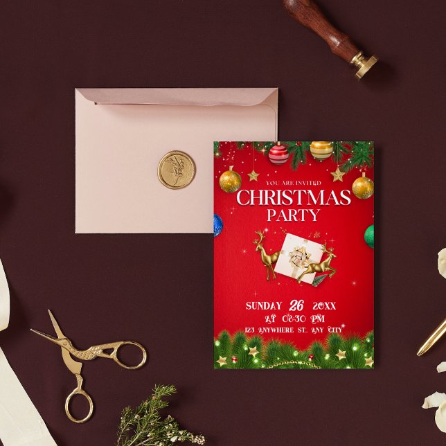 Red Modern Christmas Party  Invitation (Creator Uploaded)