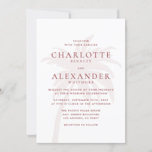 Red Modern Coastal Palm Tree Wedding Invitation