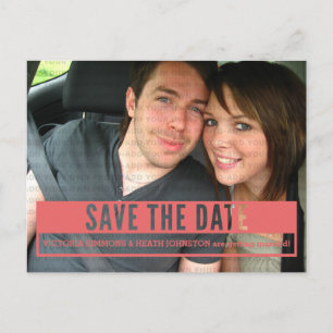 Red Modern Cut Out Save the Date Postcard