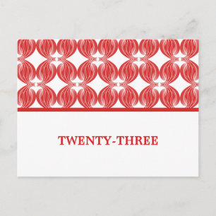 Red Modern Deco Table Number Postcard