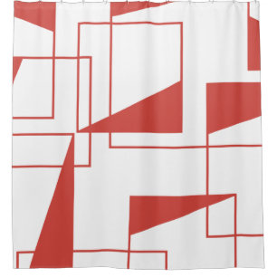 Red, modern, dynamic, trendy geometric pattern shower curtain