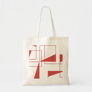 Red, modern, dynamic, trendy geometric pattern tote bag
