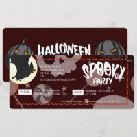 Red Modern & Elegant Halloween Spooky Party Ticket