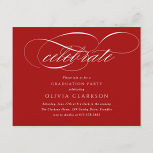 Red Modern Elegant Script Graduation Party Enclosure Card
