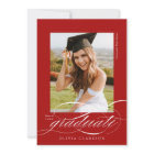 Red Modern Elegant Script Photo Graduation