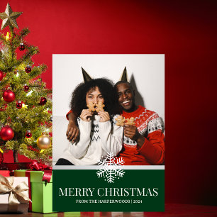 red modern elegant wreath christmas family photo