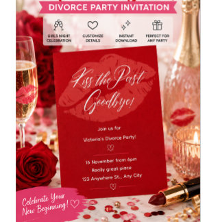 Red Modern Funny Divorce Party Invitation