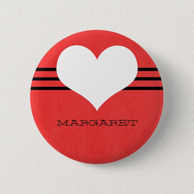 Red Modern Heart Button (Front)