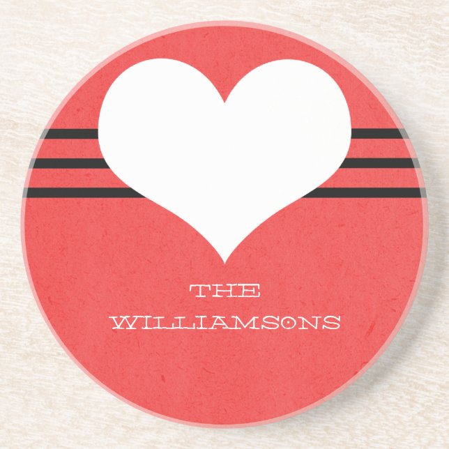 Red Modern Heart Coaster (Front)