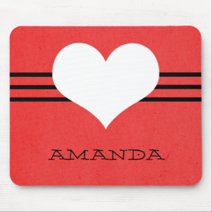 Red Modern Heart Mousepad