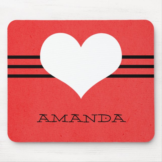 Red Modern Heart Mousepad (Front)