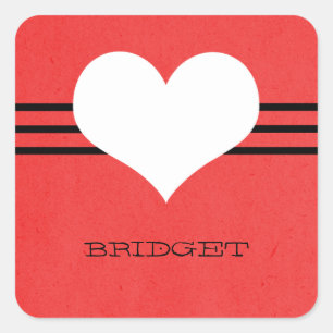 Red Modern Heart Stickers