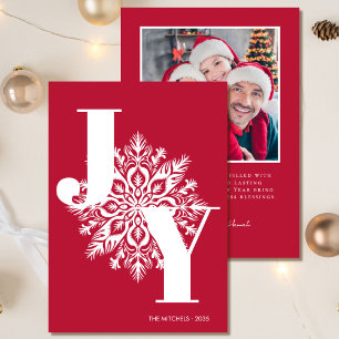Red Modern JOY Photo Christmas Card