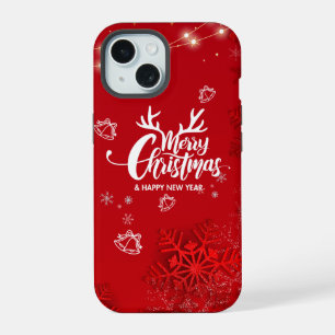 Red Modern Merry Christmas iPhone 15 Case
