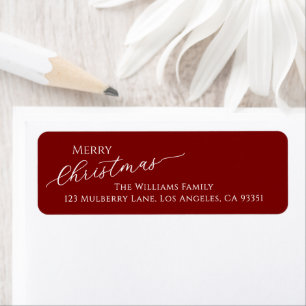 Red Modern Merry Christmas Return Address