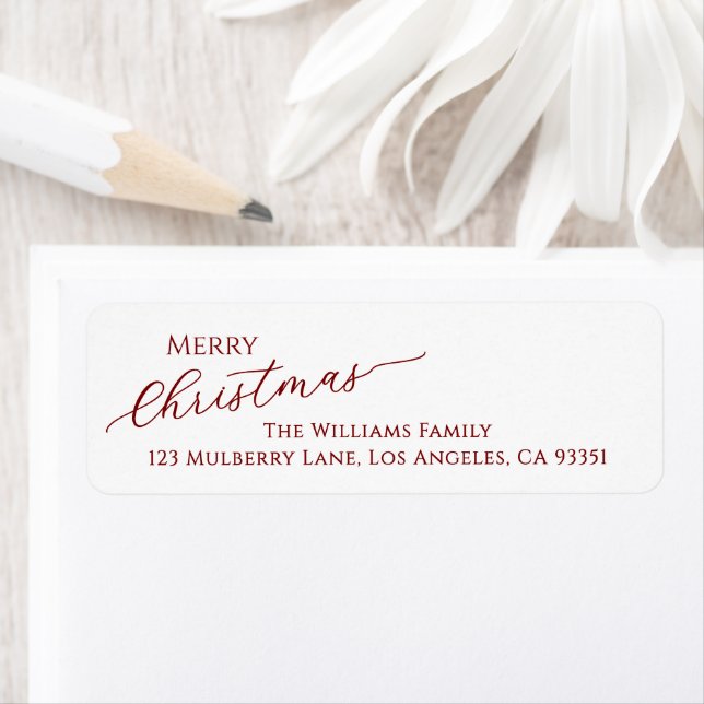 Red Modern Merry Christmas Return Address (Insitu)