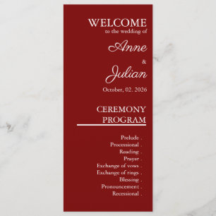 Red Modern Minimalist Bridal Program QR Code Programme